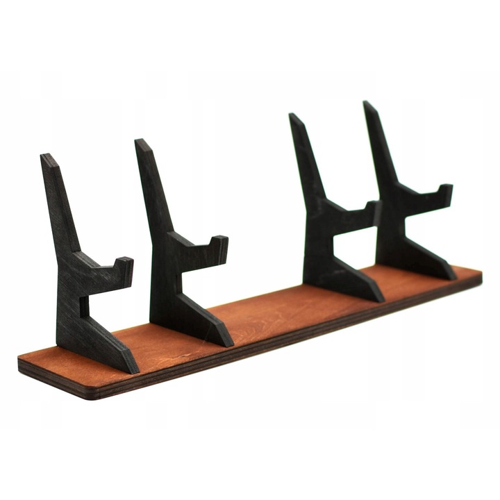 Suport pentru controllere console gaming, Swam, design modern, 11x12x7cm, negru/maro