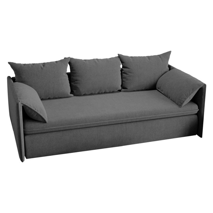 Canapea Vanilla, extensibila, cu lada depozitare, stofa, 193 x 100 x 90 cm, Gri