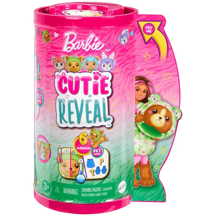 Mattel Barbie meglepetésbaba, állatos jelmez, kiegészítők, 3 éves kortól, műanyag
