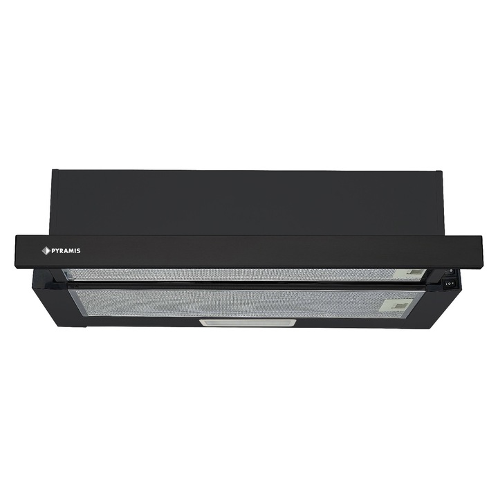 Hota telescopica Pyramis Sliding ATM1, putere de absorbtie 335mc/h, 1 motor, 60cm, finisaj metal vopsit negru