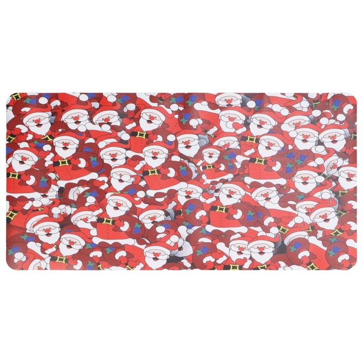 Mousepad mare, model Mos Craciun, material PU sintetic, 350x700x2mm, set decorativ pentru birou