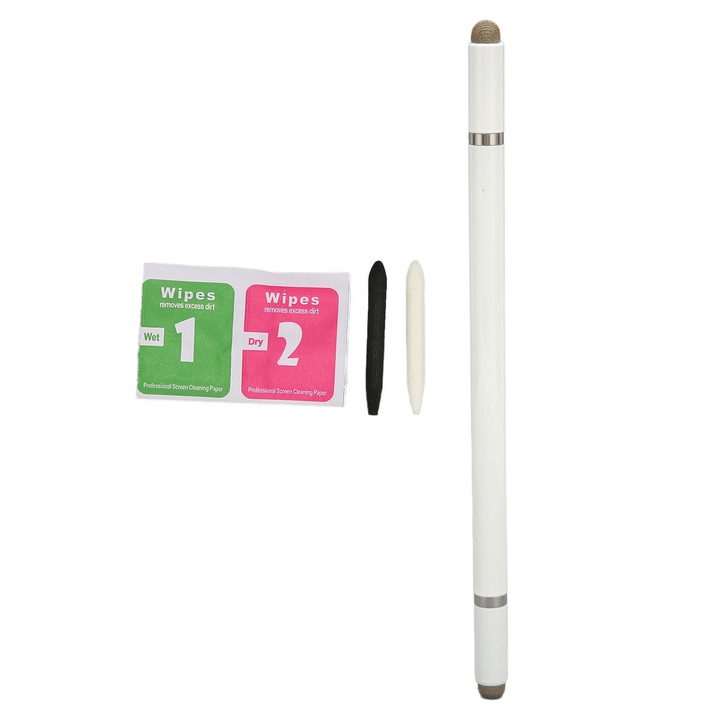 Stylus universal Zeaicos 4 in 1 cu 2 varfuri din fibra, aluminiu, negru
