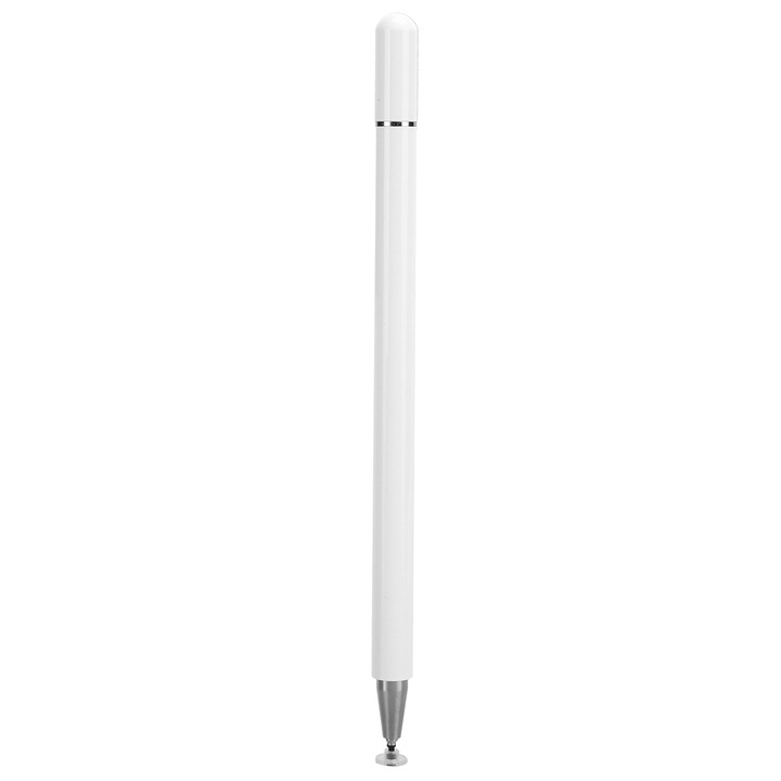 Stylus pentru tablete si smartphone-uri, Zeaicos, alb, cu cap magnetic si varf de disc inlocuibil