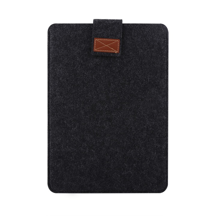 Husa laptop HERUSI 13 inch, material fetru, gri inchis, 3 dimensiuni