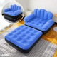 Fotoliu Gonflabil Macvi® XL 2 in 1 Portabil Pentru Interior, Exterior, Camping sau Plaja, Design Ergonomic, 100x88x90 cm, Albastru