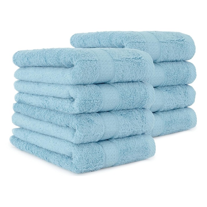 Set 8 prosoape Hotel Supplier, 50x100 cm, bumbac 100% 500 GSM, bleu