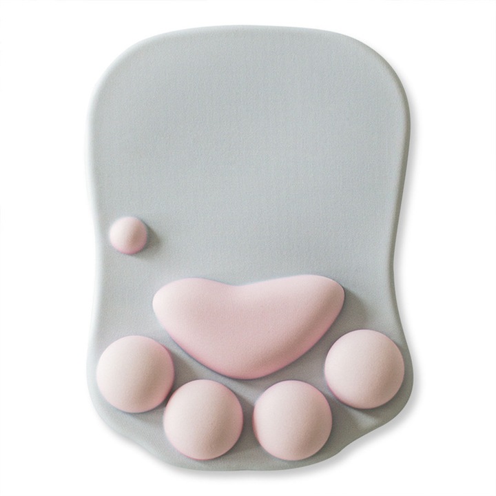 Mousepad cu suport pentru incheietura, design cu gheara de pisica, material moale, 270x195x26mm, multicolor