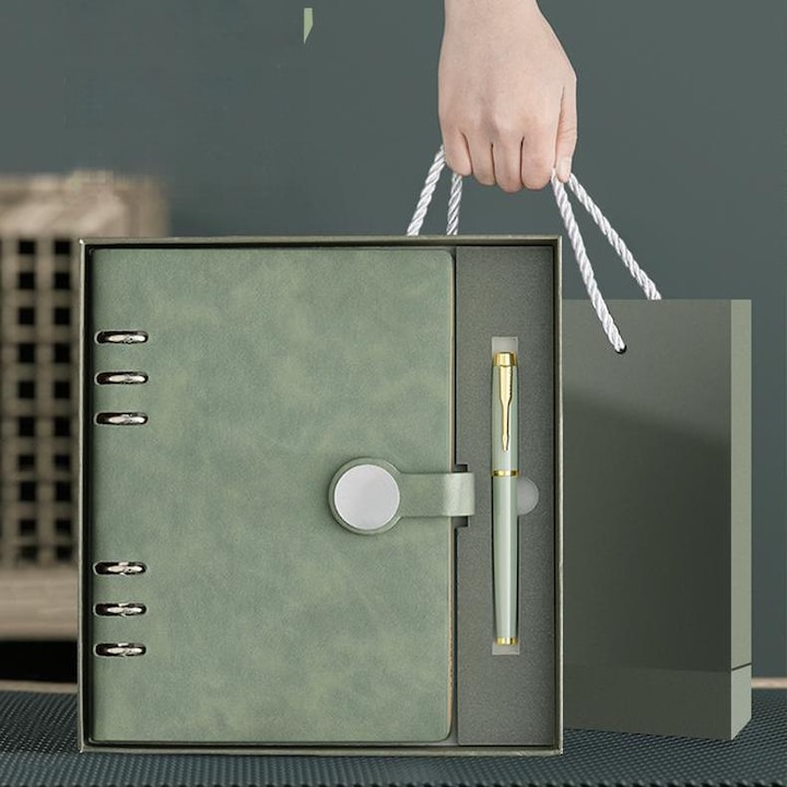 Set Premium A5 - Agenda + Pix Metalic + Punga Cadou - Jurnal Agenda refilabila cu foi inlocuibile - Ideal pentru Cadouri Corporate, Studenti, Profesionisti, Scriitori sau Sefi