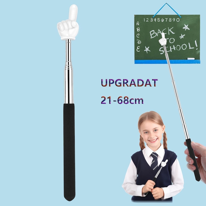 Показалка - 21-68 см - Черна - Идеална за училище, офис, презентации и интерактивно обучение