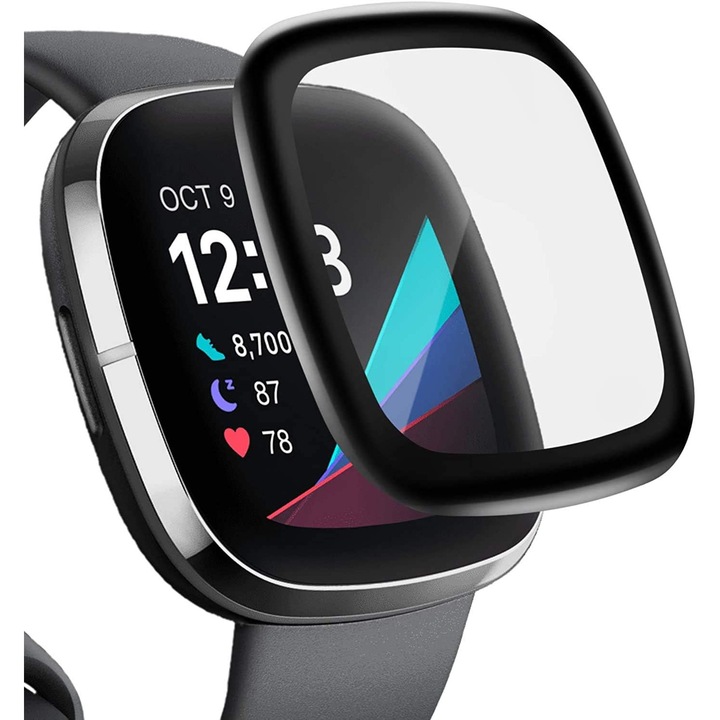 Комплект от 4 броя 3D защитни фолиа за екран HERUSI за Fitbit Sense Versa 3, прозрачни, пълно покритие