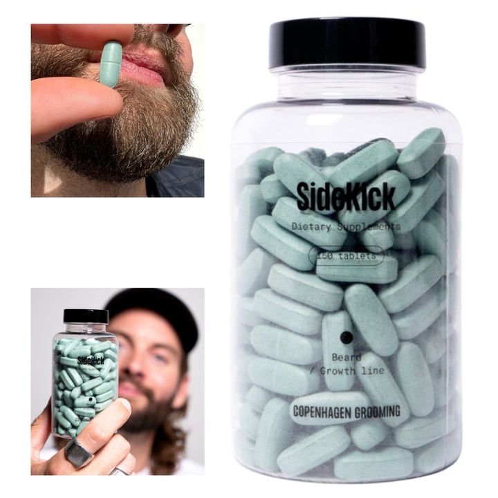Supliment Sidekick GYB – Supliment Pentru cresterea barbii, cu Biotina, Selenium si Zinc, 50 capsule