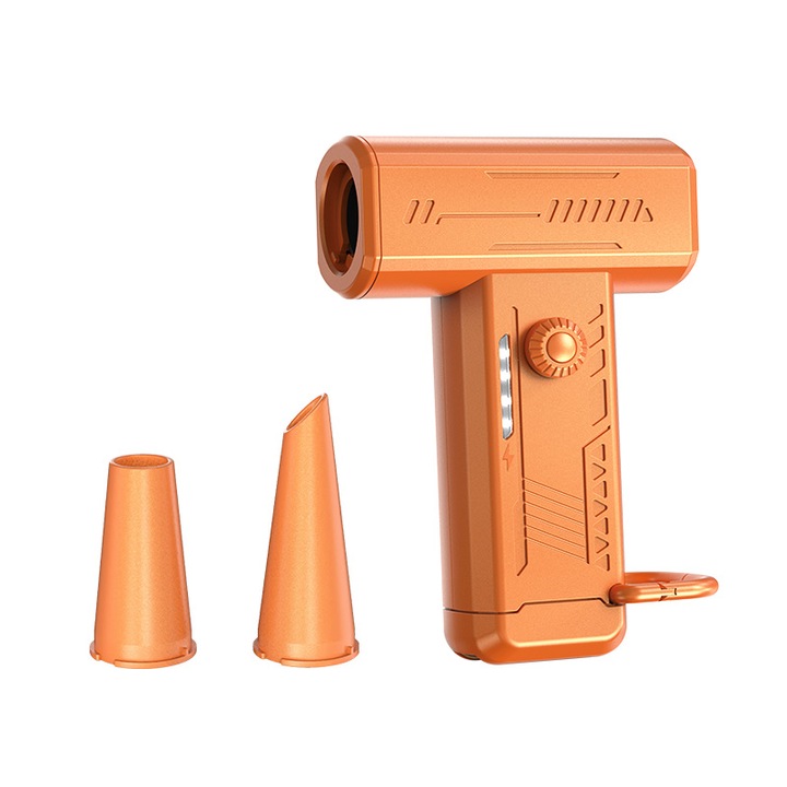 Hordozható ventilátor, folyamatos sebességszabályozás, 130000RPM, LED világítás, különféle helyzetekhez alkalmas, 4000mAh, narancssárga