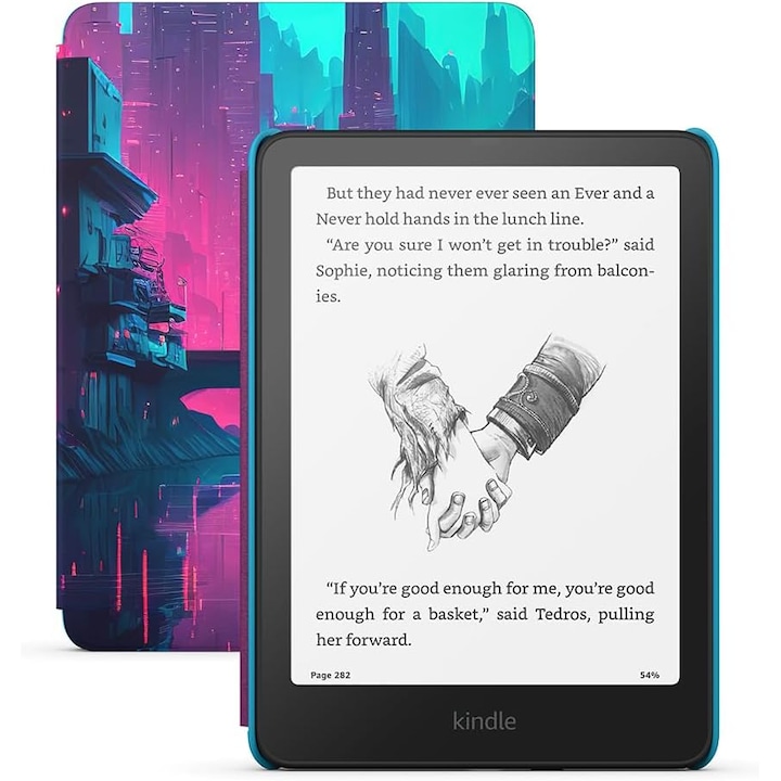 Четец за електронни книги Amazon Kindle Paperwhite Kids Gen 12 2024 Cyber City, екран 300ppi 7", Wi-Fi, Bluetooth, 16GB флаш памет, USB Type-C син