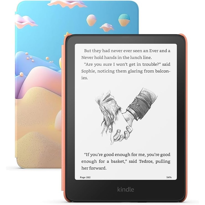Четец за електронни книги Amazon Kindle Paperwhite Kids Gen 12 2024 Starfish, екран 300ppi 7", Wi-Fi, Bluetooth, 16GB флаш памет, USB Type-C, розов