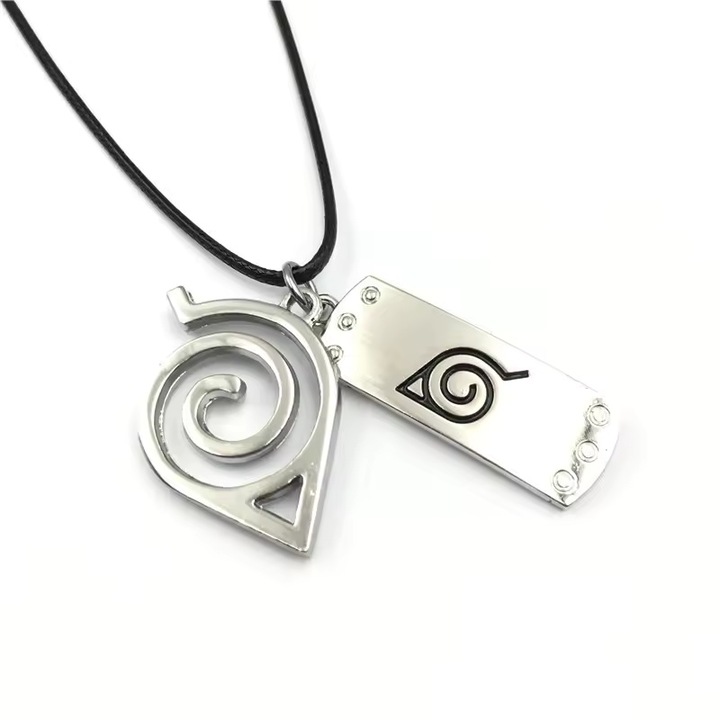 Lantisor cu pandantiv Naruto Konoha, Inox, Argintiu