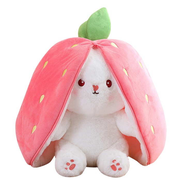 Плюшена играчка за деца, удобна кукла, анимационен дизайн, цвят ягода, 25 см