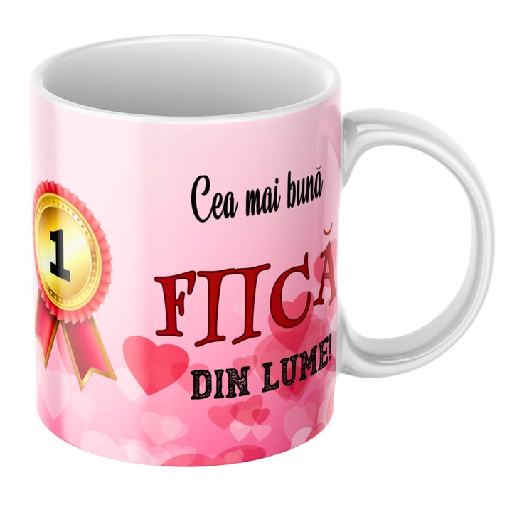 Cana personalizata - Cea mai buna fiica din lume, alba, 330 ml