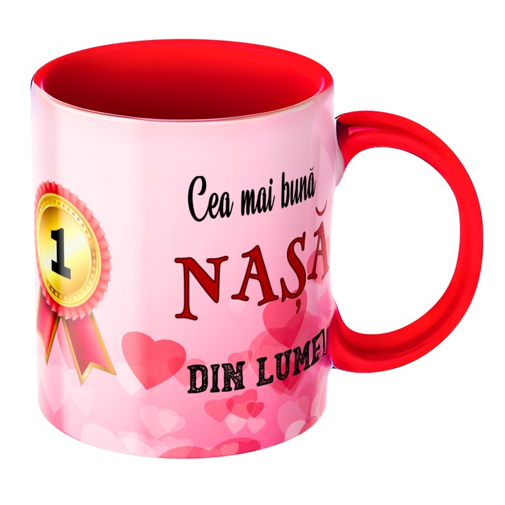 Cana personalizata - Cea mai buna nasa din lume, rosie, 330 ml