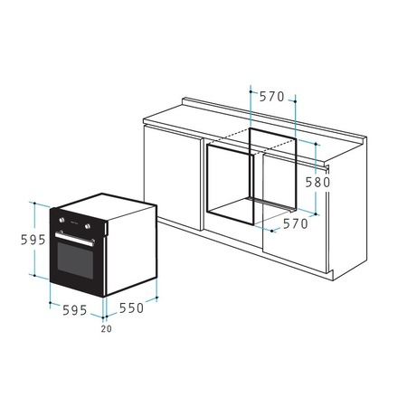 Cuptor electric incorporabil Pyramis 60IN 1006, Clasa A, Inox