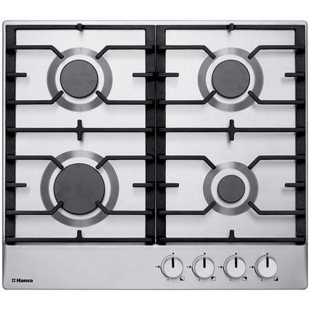 Plita incorporabila Hansa BHGI61039, Gaz, 4 Arzatoare, Aprindere electrica, Gratare fonta, Inox