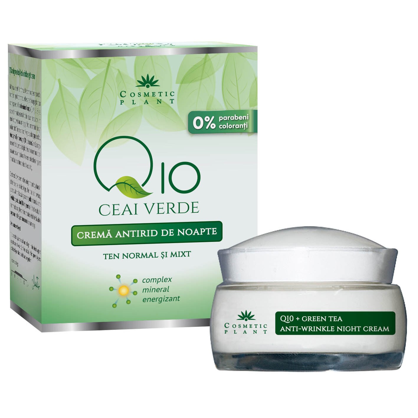 Crema antirid de noapte Cosmetic Plant, cu ceai verde Q10, 50 ml - Auchan online
