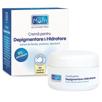 Crema pentru depigmentare & hidratare Cosmetic Plant Me & Mom cu extract de lamaie, pantenol si vitamina E, 50 ml Crema pentru depigmentare & hidratare Cosmetic Plant Me & Mom cu extract de lamaie, pantenol si vitamina E, 50 ml