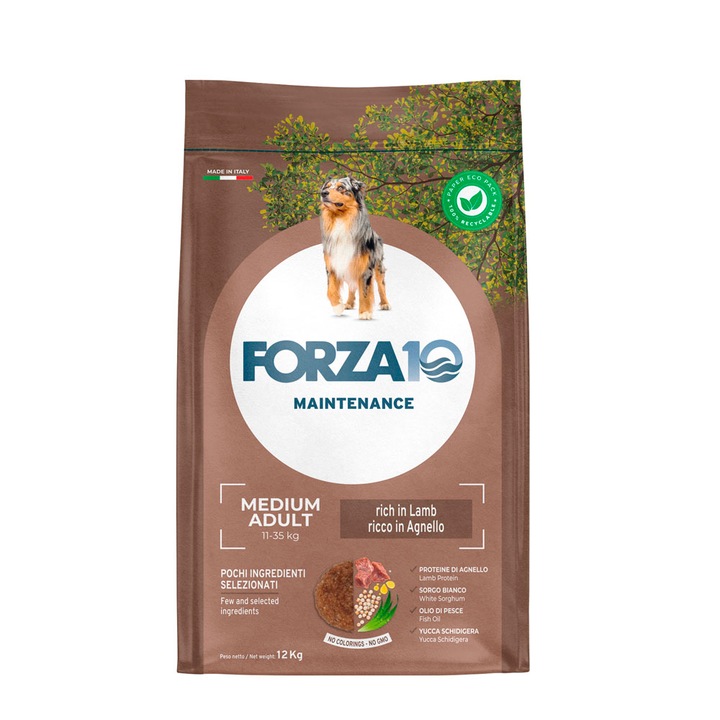Суха храна за кучета Mono Diet Forza 10, Medium adult, Aгнешко 12 кг