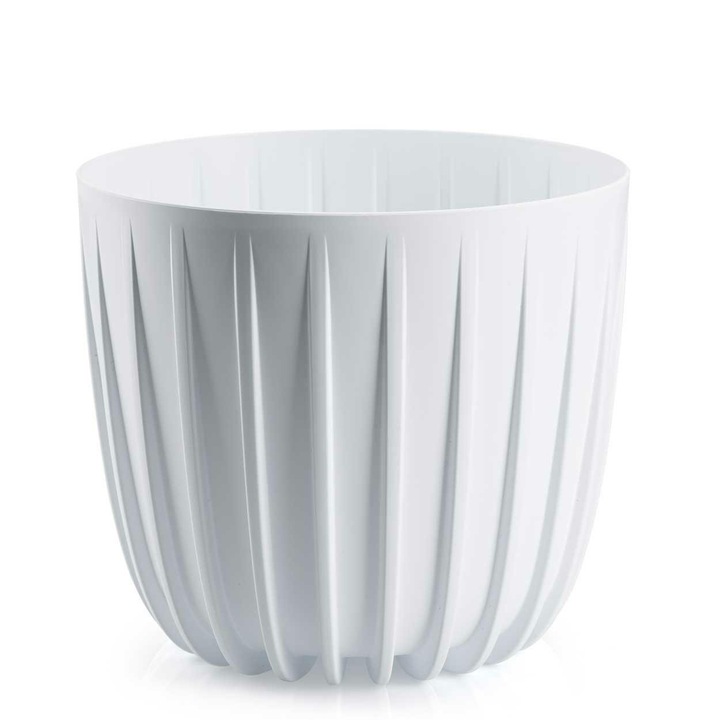 Vaza decorativa, Stripped, Alba, 23, 8 cm, Rezistenta la uv, Design estetic, Usor de curatat, Produs polonez