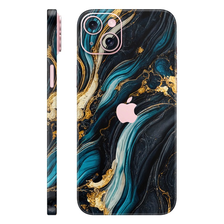 Протектор за екран за iPhone 15 Plus, Signature Collection, заден капак със съединени страни, Мистичен океан