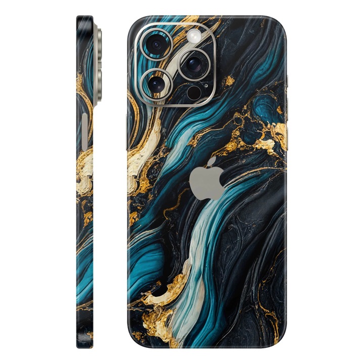 Протектор за екран за iPhone 15 Pro, Signature Collection, заден капак със съединени страни, Мистичен океан