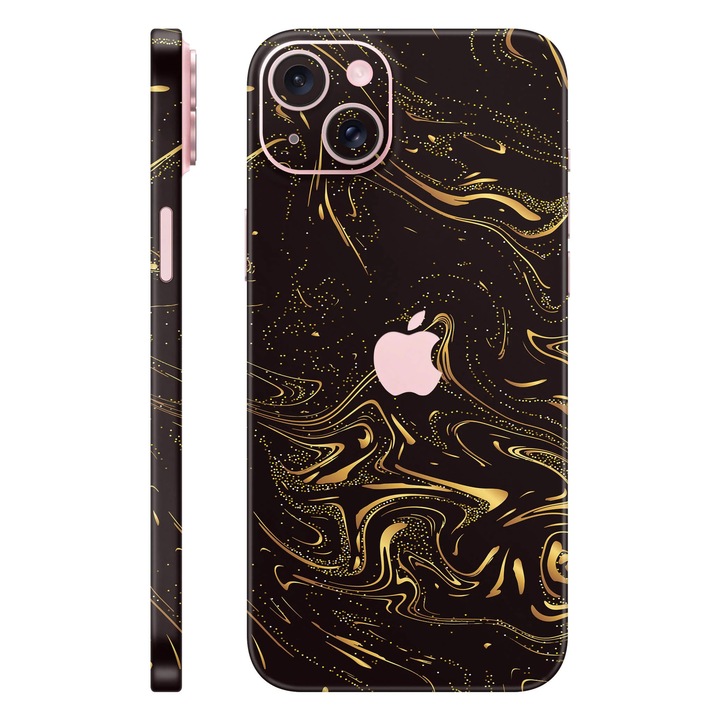 Защитно фолио за iPhone 15 Plus, Signature Collection, Back Skin със съединени страни, Golden Noir