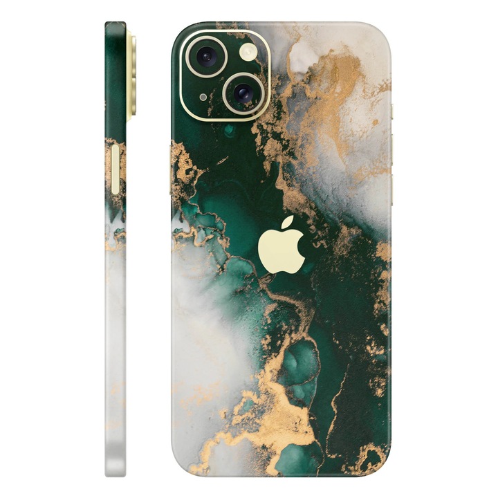 Протектор за екран за iPhone 15, колекция Signature, кожен гръб със съединени страни, цвят Forest Mist