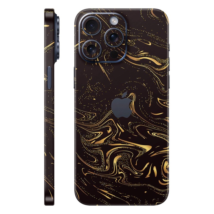 Защитно фолио за iPhone 15 Pro Max, Signature Collection, Back Skin със съединени страни, Golden Noir