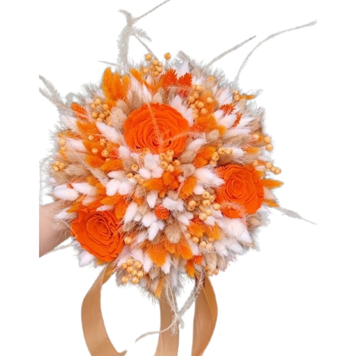 Buchet din flori uscate si criogenate pentru mireasa sau nasa