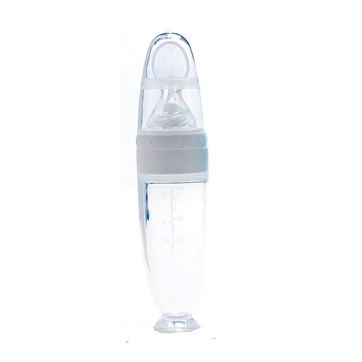 SuooTci szilikon bébiétel adagoló kanál, 95 ml, tapadókoronggal, félig szilárd ételekhez, könnyen tisztítható