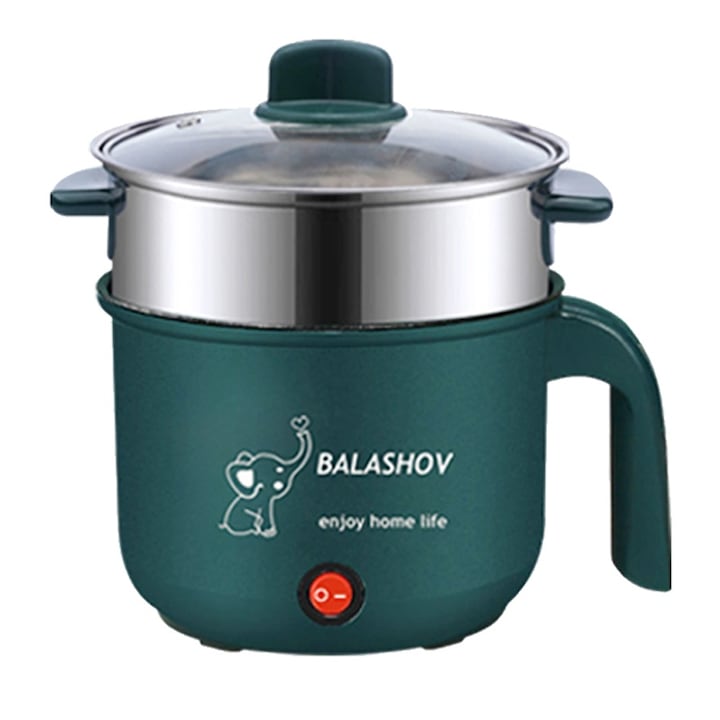 Мултикукър, за готвене на пара, от неръждаема стомана, 500 W, 1,8 л, преносим, зелен