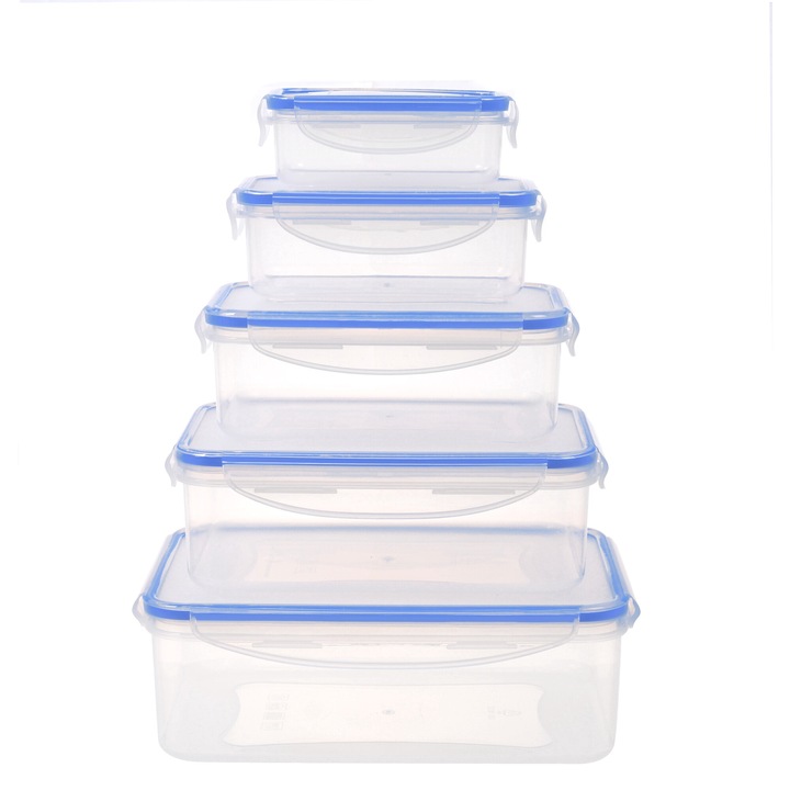 TOO KT-140 5 db-os téglalap ételtároló doboz szett 240ml/500ml/1000ml/1500ml/2500ml