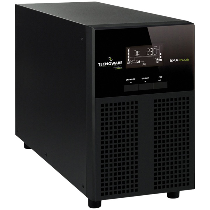 UPS, TECNOWARE, EXA PLUS 3000, 3000VA/2100W, технология Line Interactive Plus със синусоида, многофункционален LCD екран, AVR, 8 IEC C13 гнезда