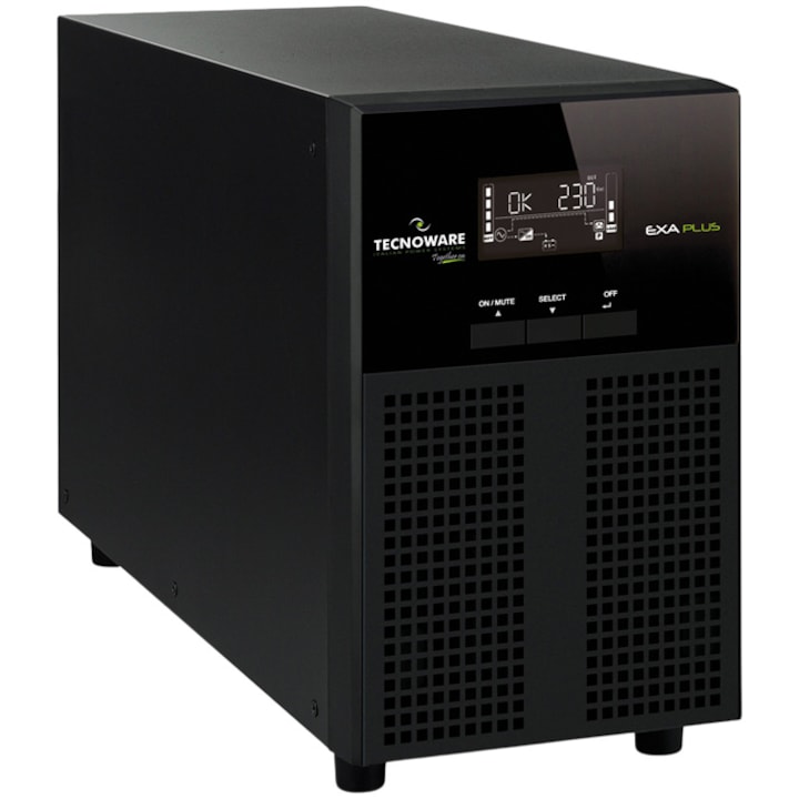 UPS, TECNOWARE, EXA PLUS 3000, 3000VA/2100W, технология Line Interactive Plus със синусоида, многофункционален LCD екран, AVR, 8 IEC C13 гнезда