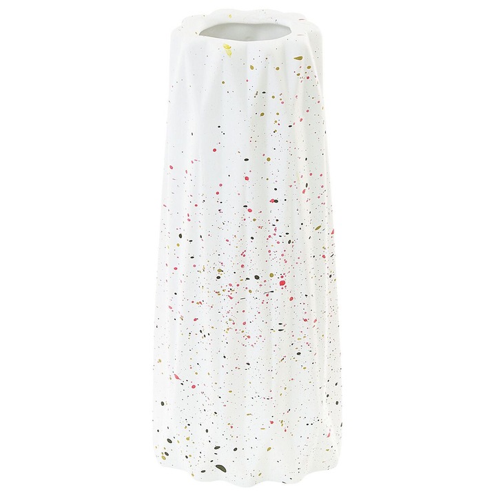 Vaza pentru flori Beliani Amaliada, Piatra, 24 cm, Alb