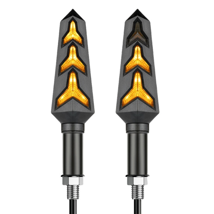 Set 2 indicatoare pentru motocicleta, LED, 12V, pentru scuter, bicicleta electrica, motociclete, streetbike, Rezistent la apa IP67, montaj simplificat, material ABS, imbunatateste vizibilitatea si siguranta, AjieQaQ