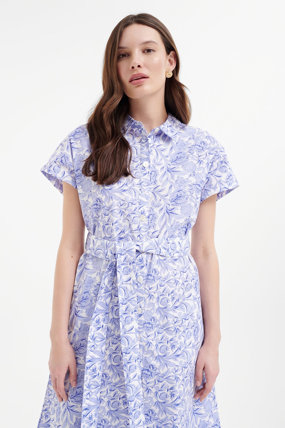 GreenPoint, Rochie-camasa midi, Lila, Alb murdar, 36