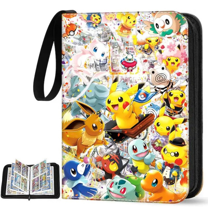 Албум с карти Pokemon, 400 слота с 4 отделения, водоустойчив, устойчив на износване, лесен за носене, AjieQaQ, многоцветен