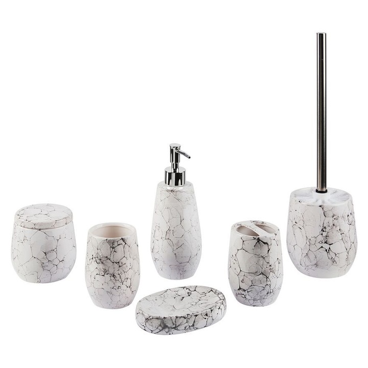 Set de 6 accesorii pentru baie Callela, Beliani, Ceramica, Alb