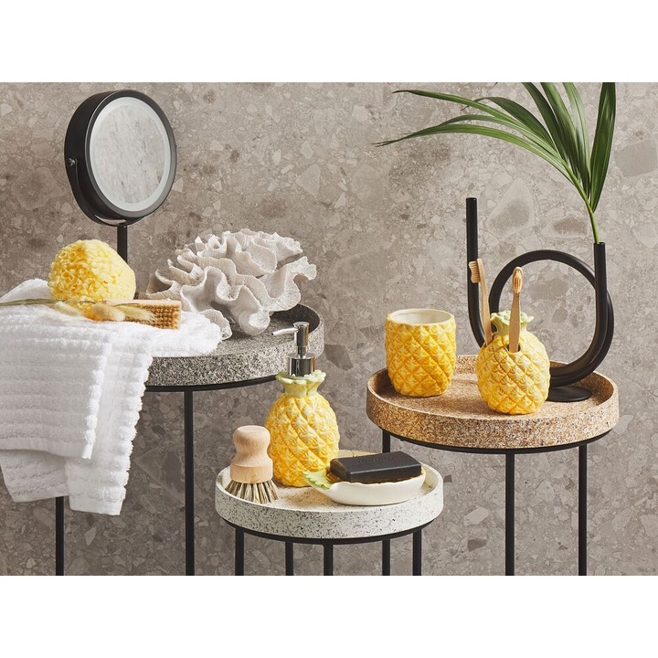 Set de 4 accesorii pentru baie Maicao Ceramica Galben