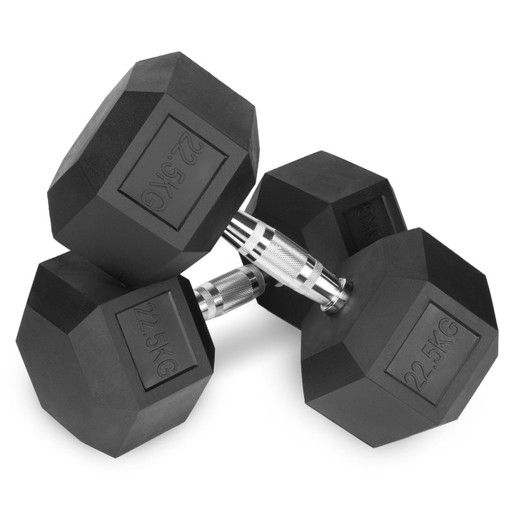 Gantera, Luka, otel acoperit, 22,5kg, negru, 38x18cm