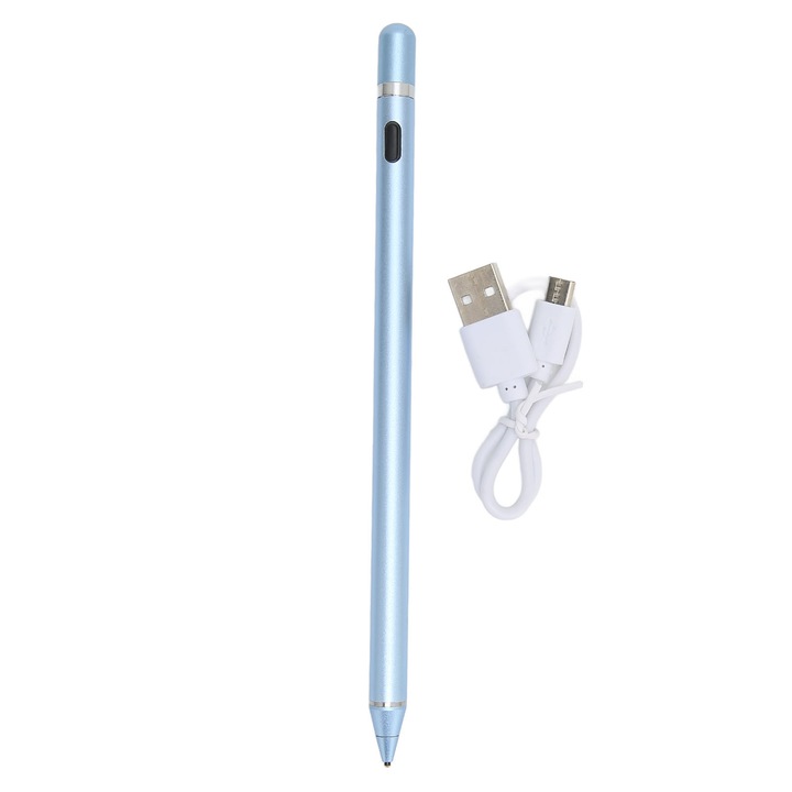 Stylus Pen Zeaicos, sensibilitate ridicata, incarcare USB, culoare albastra, design usor