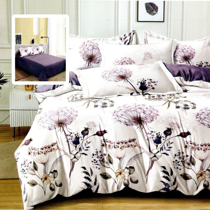 Dupla ágyneműhuzat pitypanggal díszített finom huzatból, 220 x 240 cm, 6 darab, Special Linens, MIRYAM