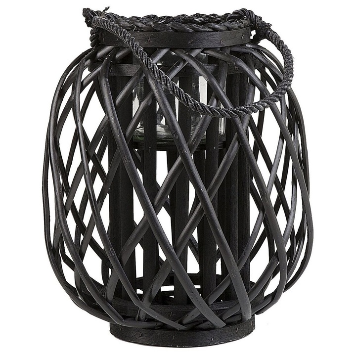 Felinar Mauritius Lemn 30 cm Negru