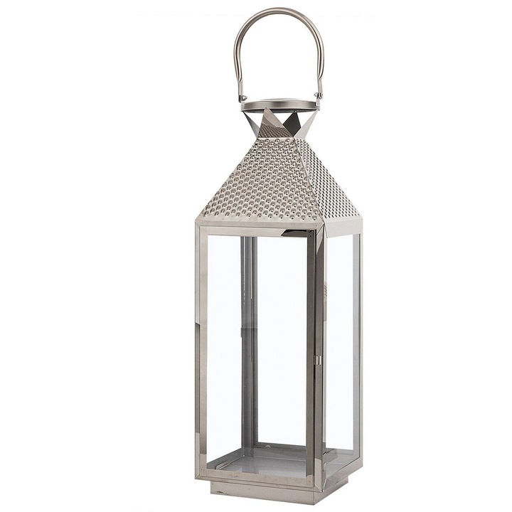 Felinar Bali Metal 55 cm Argintiu